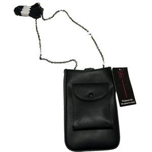 No Boundaries Sling Phone Pocket Crossbody Black 100% Polyester One Size NWT